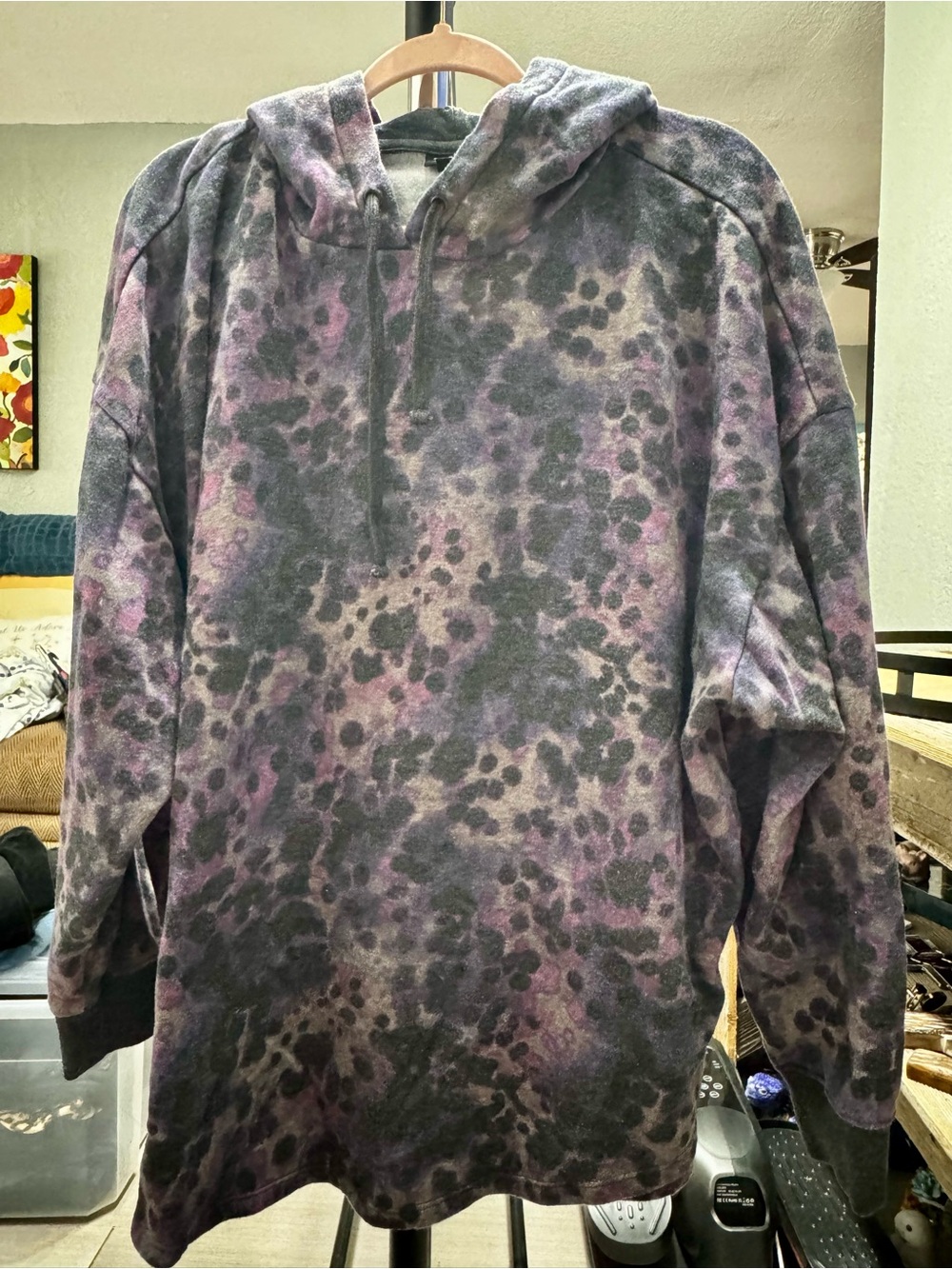 torrid Purple and Gray Tie-Dye Hooded Pullover